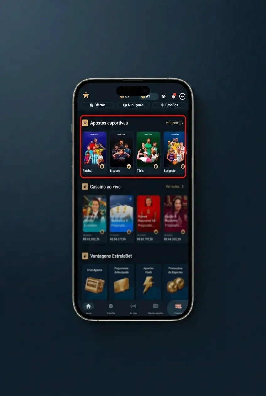 Aplicativo EstrelaBet aberto em smartphone mostrando apostas em hóquei no gelo com odds ao vivo da NHL