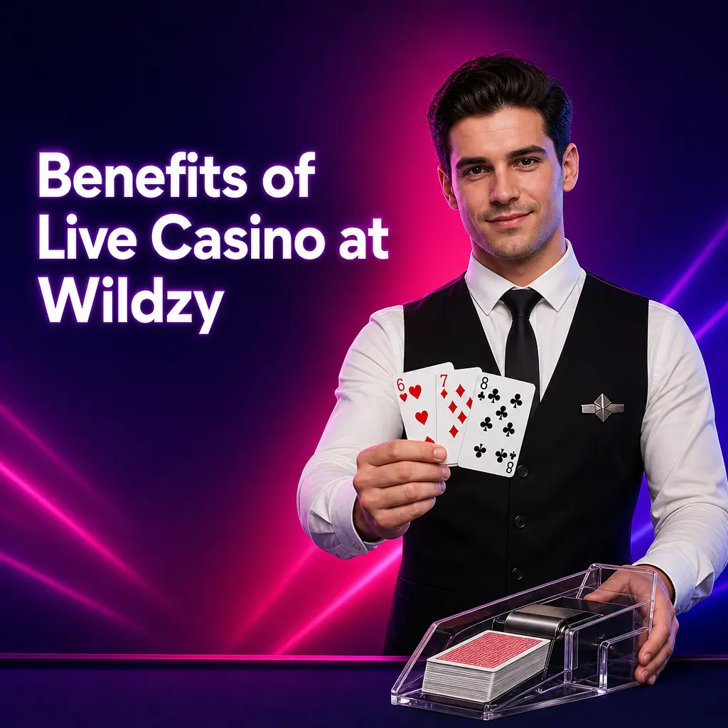 Live dealer tables at Wildzy casino featuring roulette, blackjack and baccarat games from Evolution Gaming and Pragmatic Play
