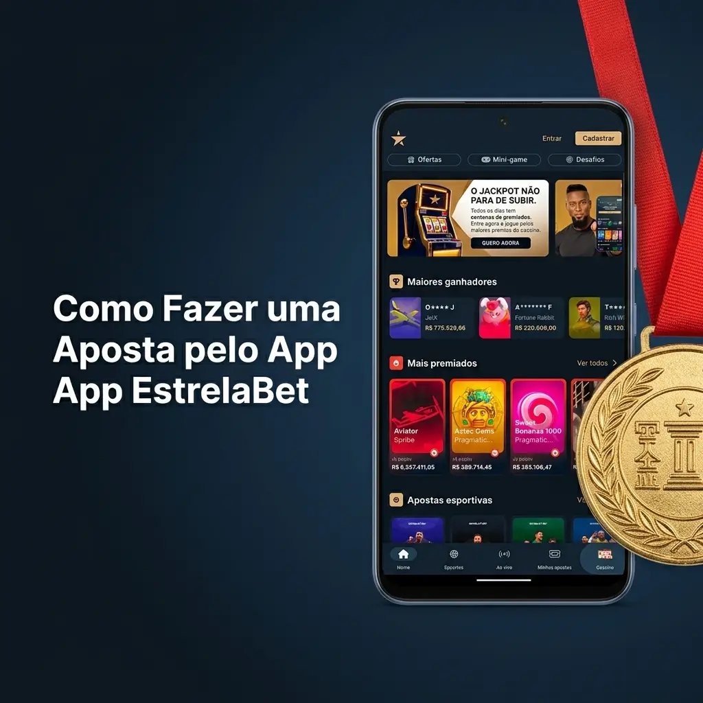 Pessoa usando celular para fazer aposta pelo app EstrelaBet, selecionando evento esportivo e confirmando valor