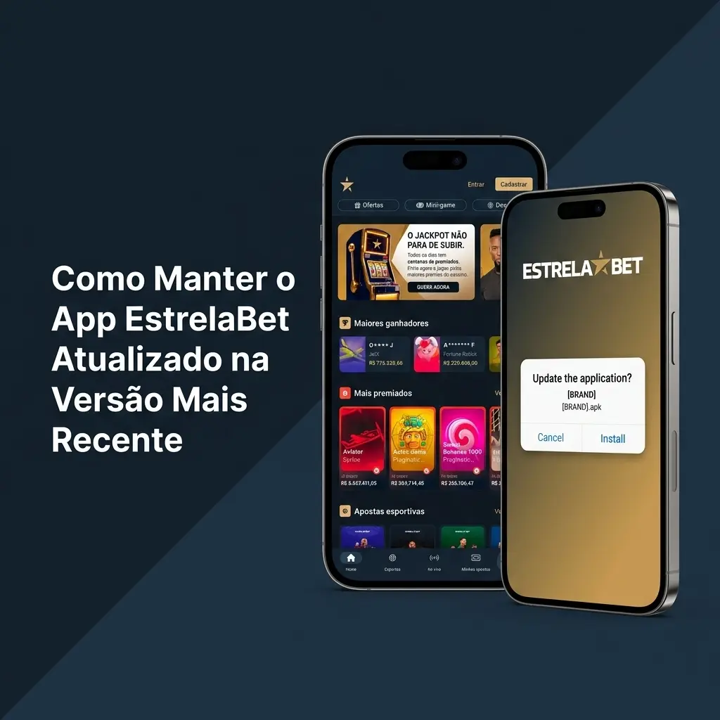 Ícone do app EstrelaBet na tela inicial de smartphone com indicação de atualização automática via PWA