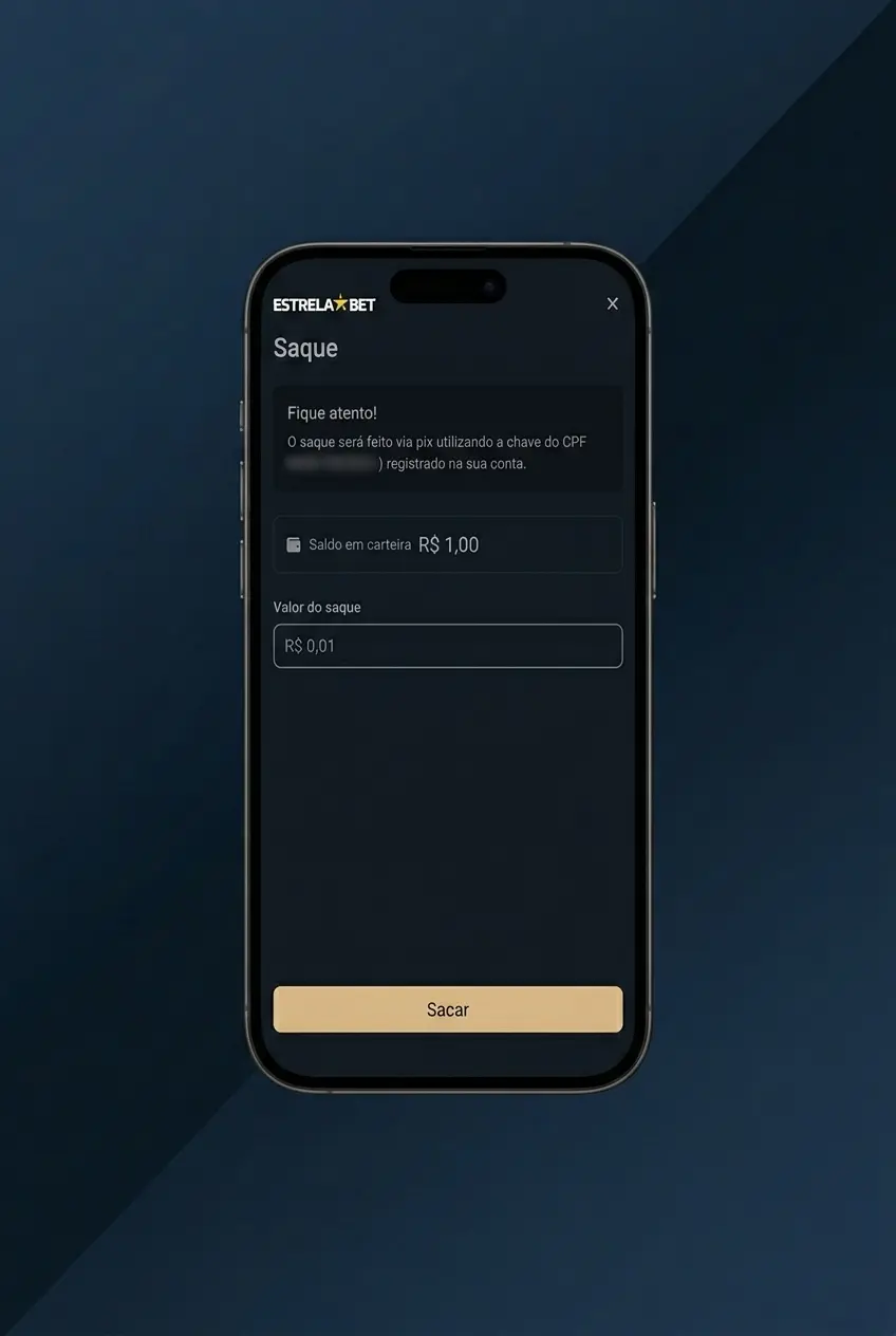 Passo a passo para sacar dinheiro na EstrelaBet via Pix com valor mínimo de R$ 30,00