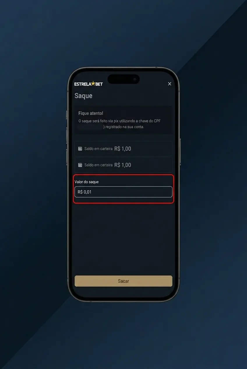 Passo a passo para sacar dinheiro na EstrelaBet via Pix com valor mínimo de R$ 30,00