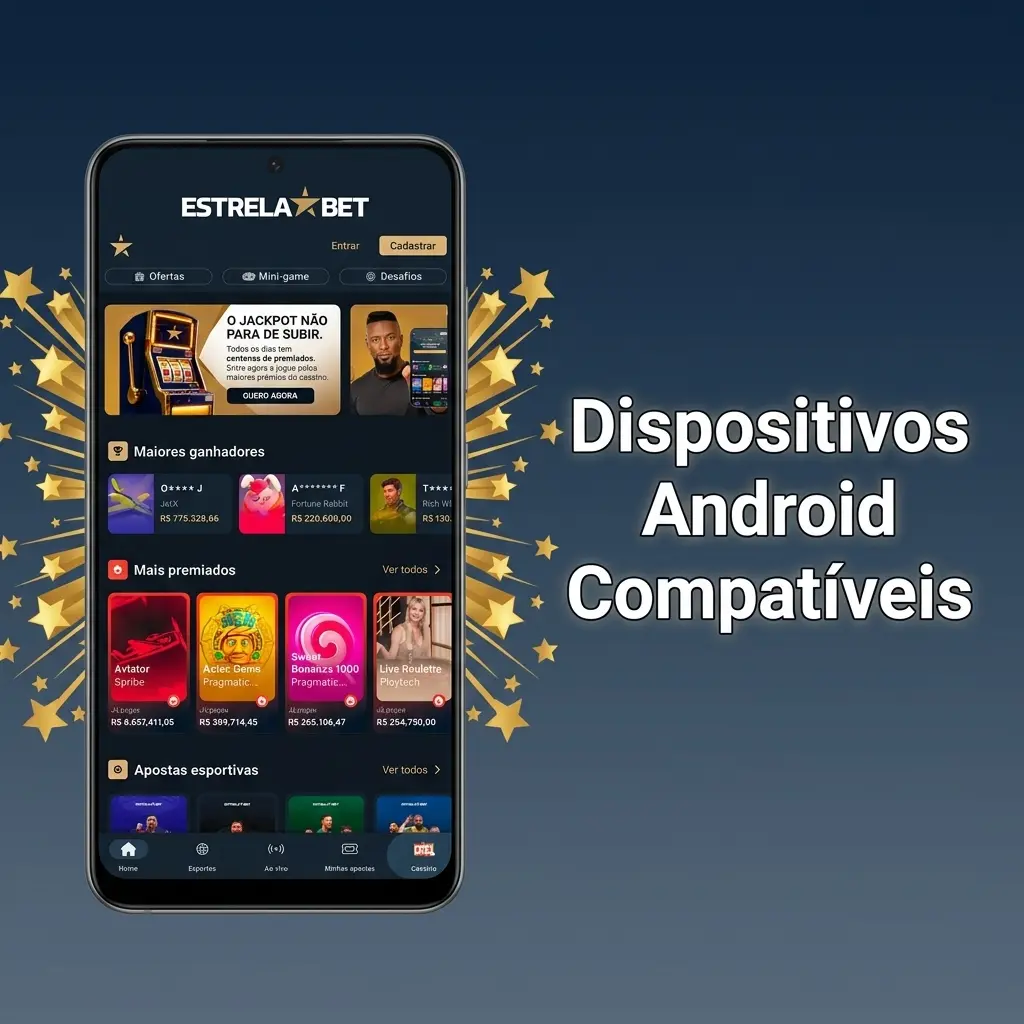 Dispositivos Android compatíveis com o app EstrelaBet, incluindo Samsung, Motorola, Xiaomi e outros modelos populares