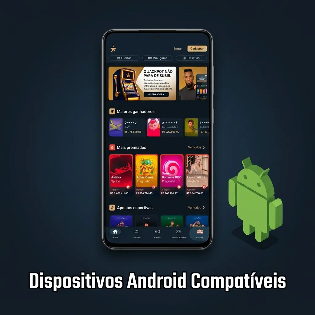 Dispositivos Android compatíveis com a PWA da EstrelaBet, incluindo Samsung, Motorola, Xiaomi e Google Pixel