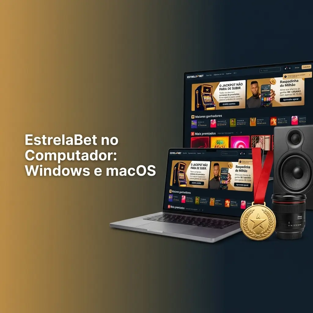 Pessoa usando EstrelaBet no navegador em computador Windows ou macOS sem necessidade de instalação