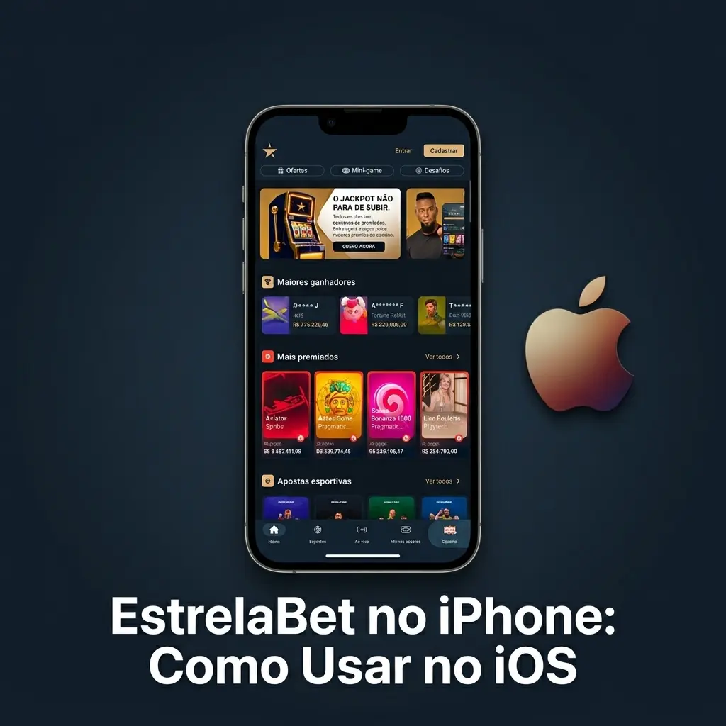 Ícone da EstrelaBet na tela inicial do iPhone com instruções para adicionar atalho no Safari no iOS