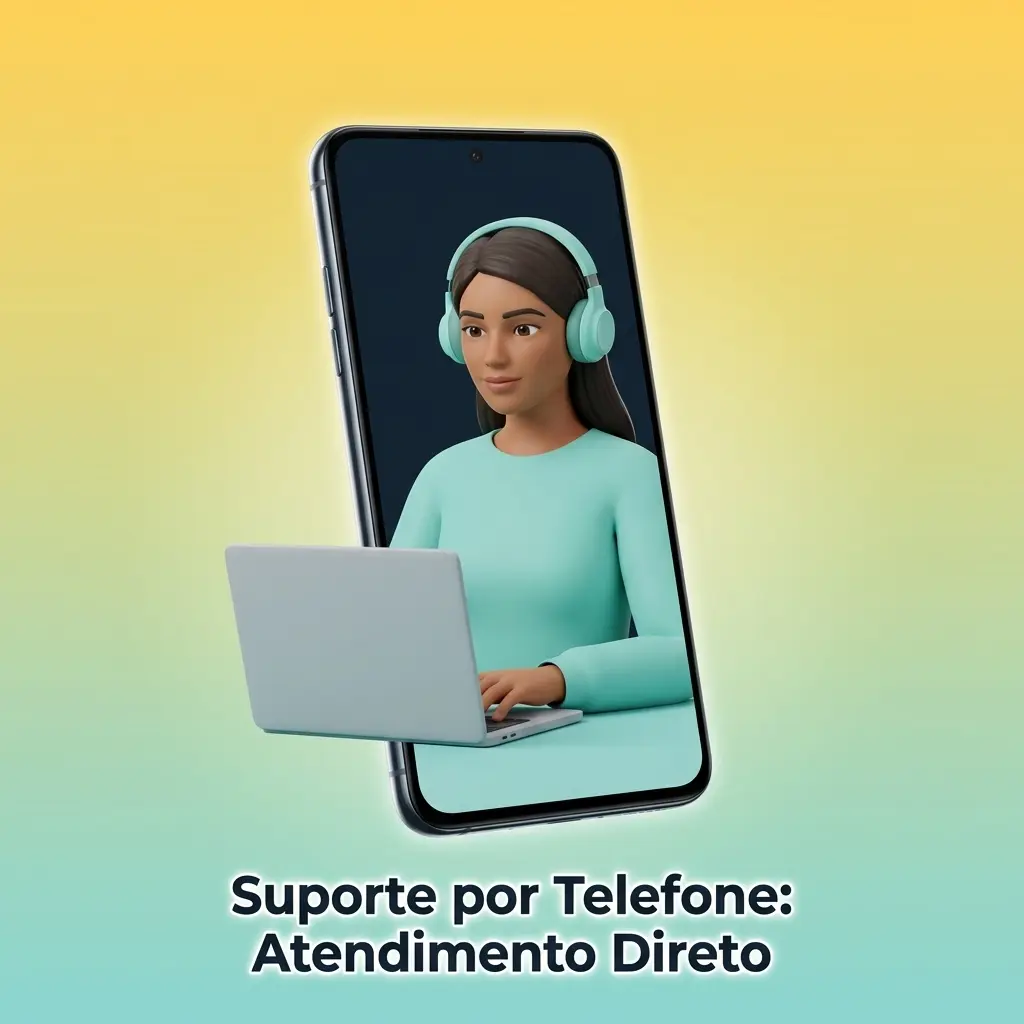 Atendente de suporte telefônico da EstrelaBet auxiliando usuário com problemas de conta em português