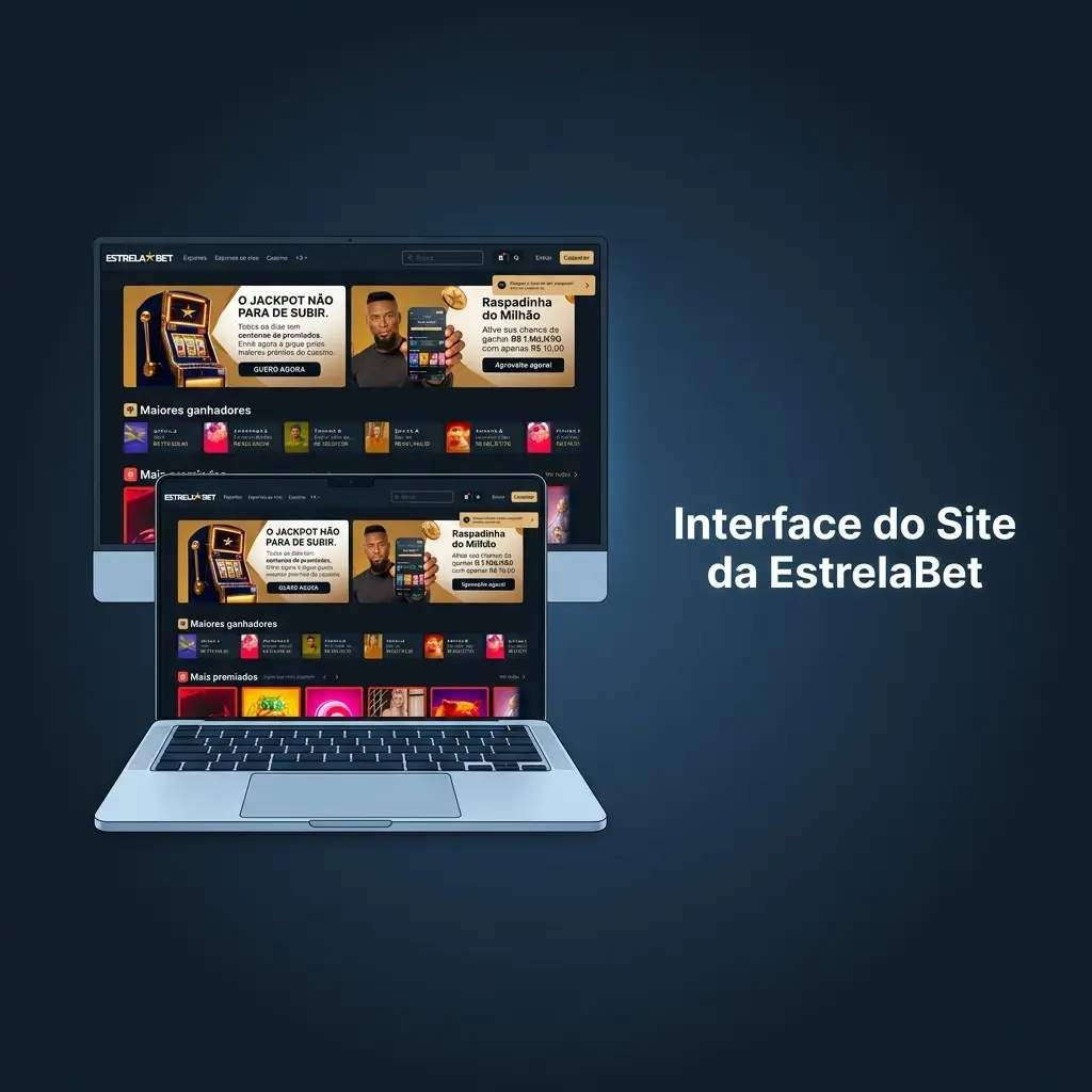 Interface do site EstrelaBet com navegação para esportes, cassino ao vivo, jogos crash e promoções