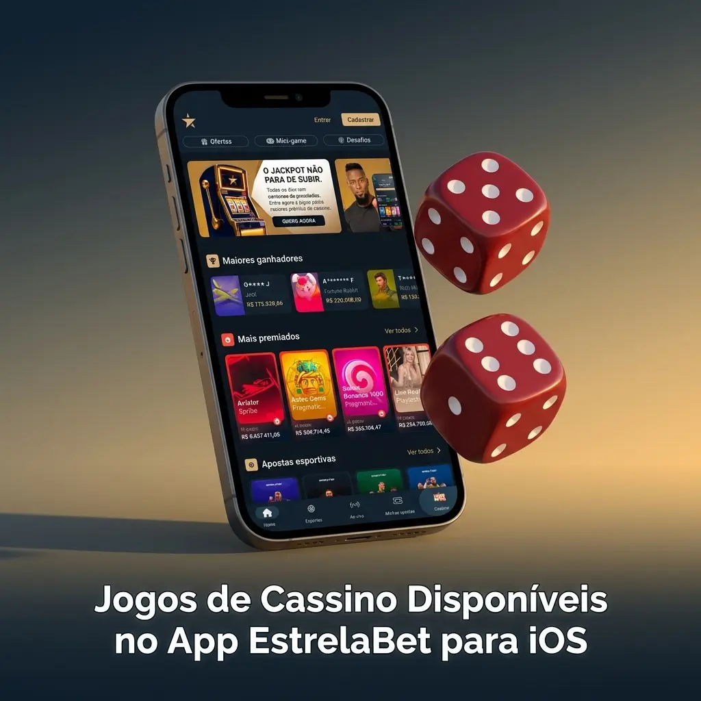 Jogos de cassino no app EstrelaBet para iOS com slots, roleta ao vivo e crash games de provedores internacionais