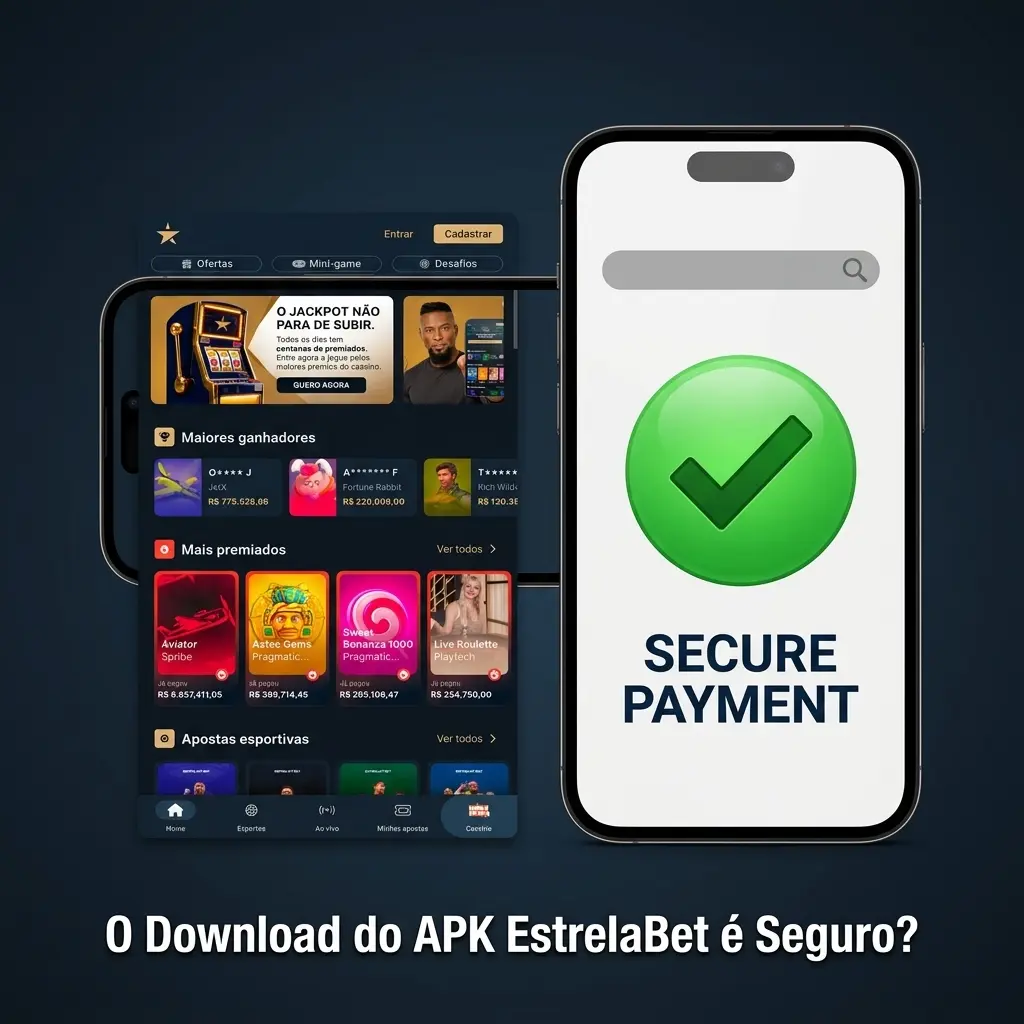 Ícone de segurança com escudo e cadeado representando o download seguro do APK EstrelaBet licenciado no Brasil