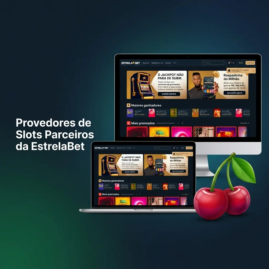 Logos dos provedores parceiros da EstrelaBet como Pragmatic Play, PG Soft, NetEnt e Evolution