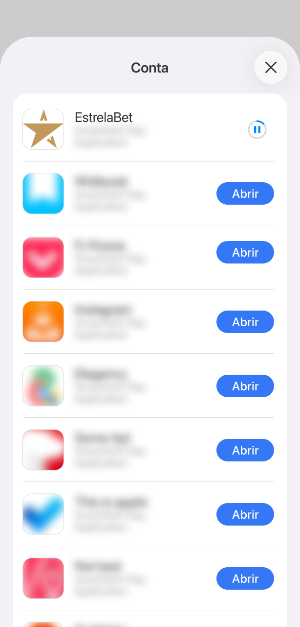 Aguarde a conclusão da atualização do app EstrelaBet no seu dispositivo iOS.