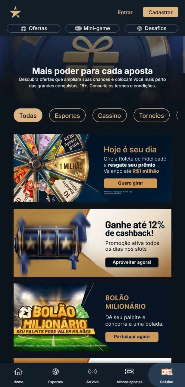 Ative o seu bônus de boas-vindas no App EstrelaBet e multiplique seus créditos.