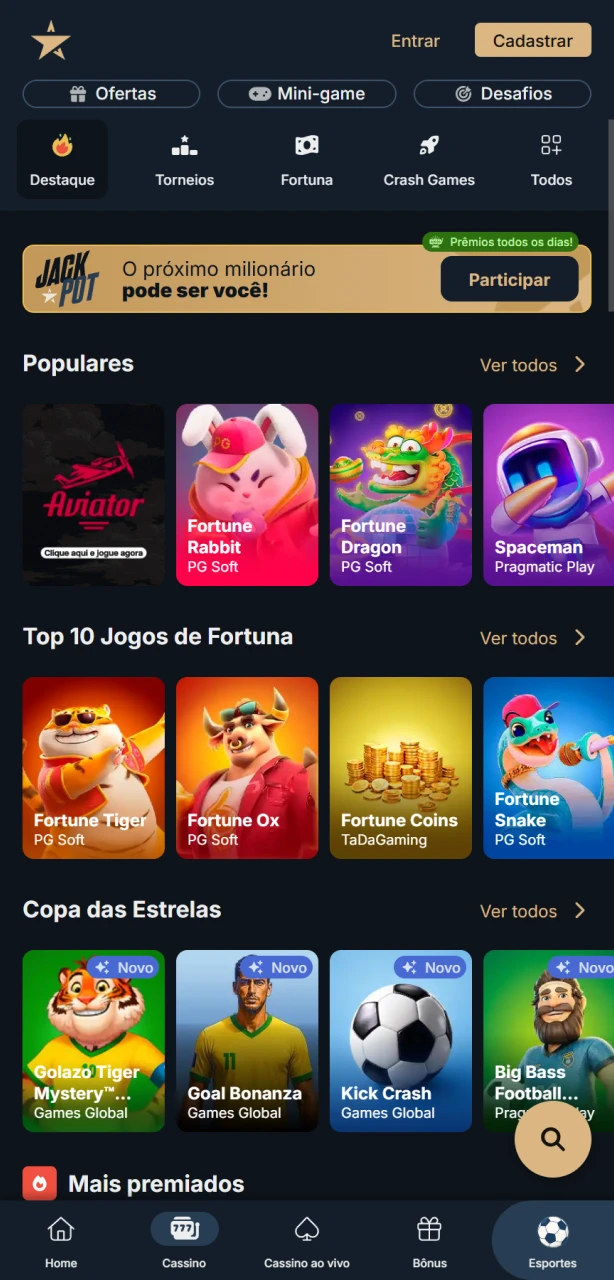 Jogue os melhores títulos de cassino diretamente pelo App EstrelaBet oficial.