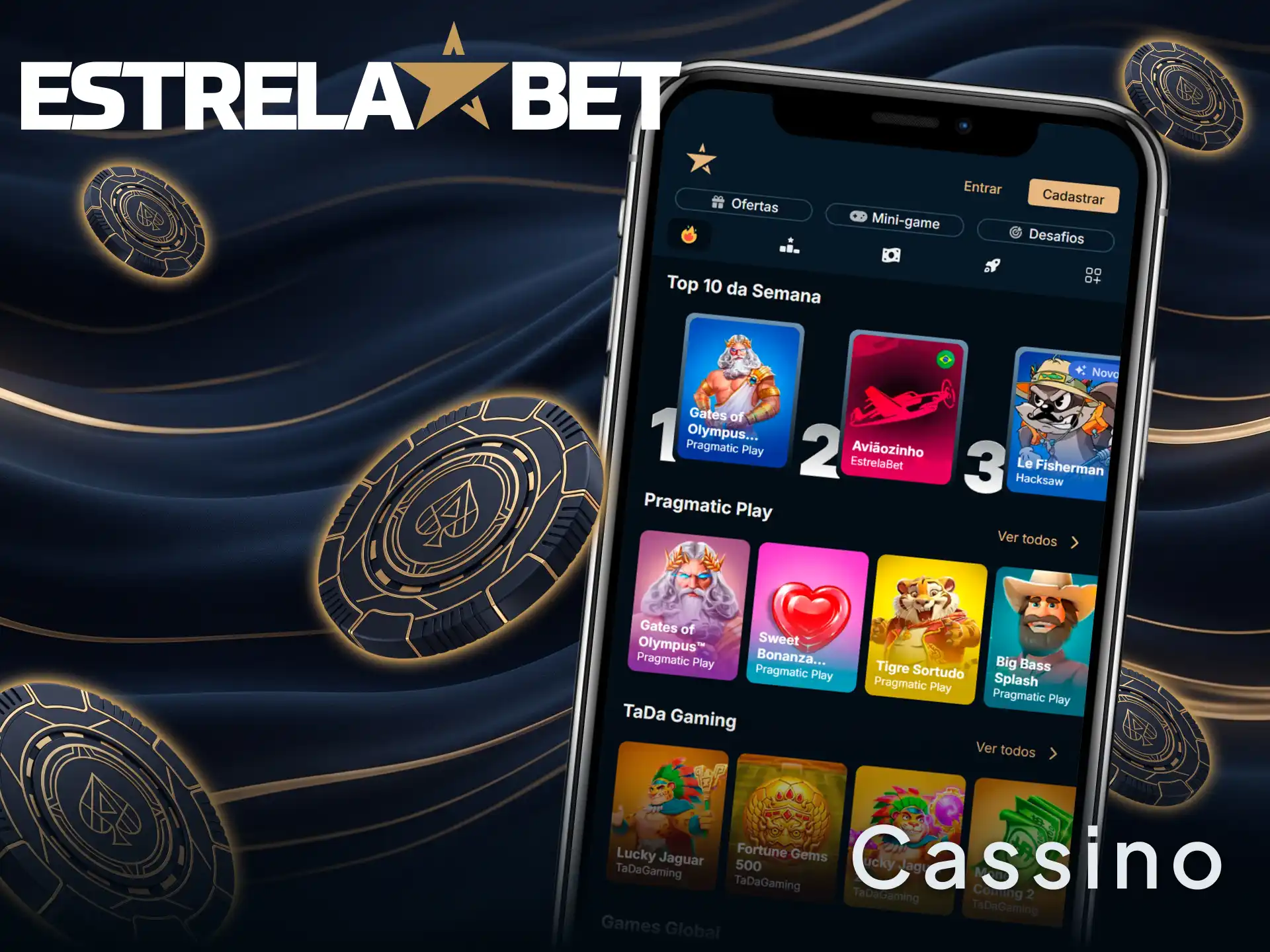 Divirta-se com os melhores jogos no app de cassino EstrelaBet de onde estiver.