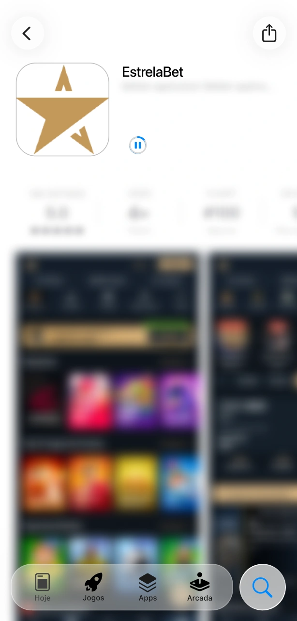Aguarde o download concluir para usar o app EstrelaBet no seu iOS.