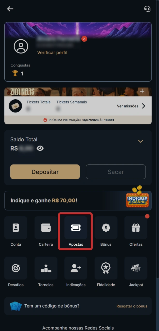 Acompanhe e receba seus ganhos diretamente na sua conta do app EstrelaBet.