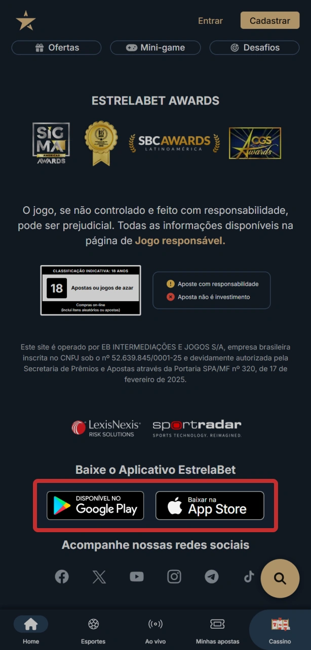 Baixe o app por esta página oficial para instalar o aplicativo EstrelaBet.