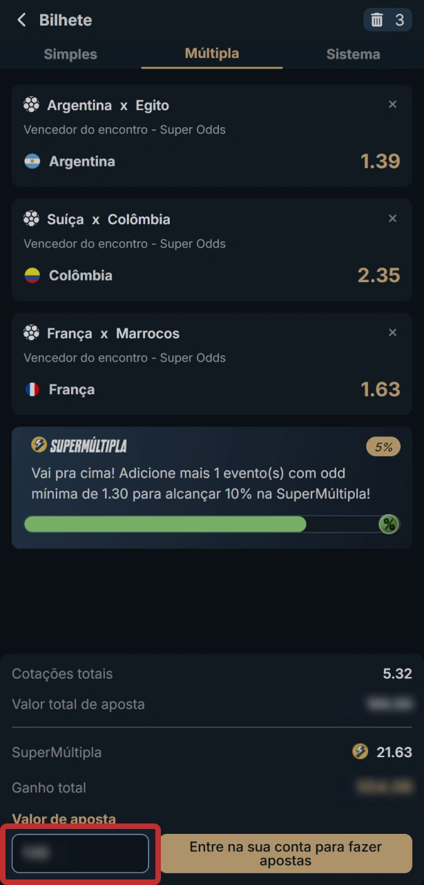 Defina o valor da aposta no app EstrelaBet e gerencie seu saldo.