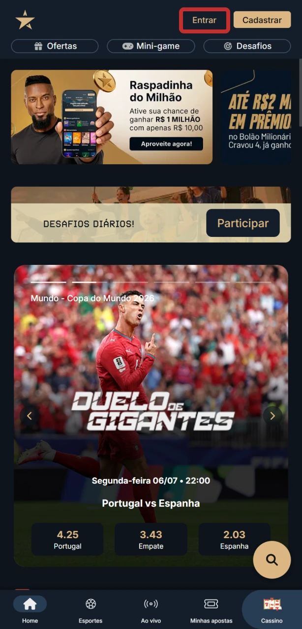 Conclua o cadastro na EstrelaBet e comece a resgatar as vantagens.