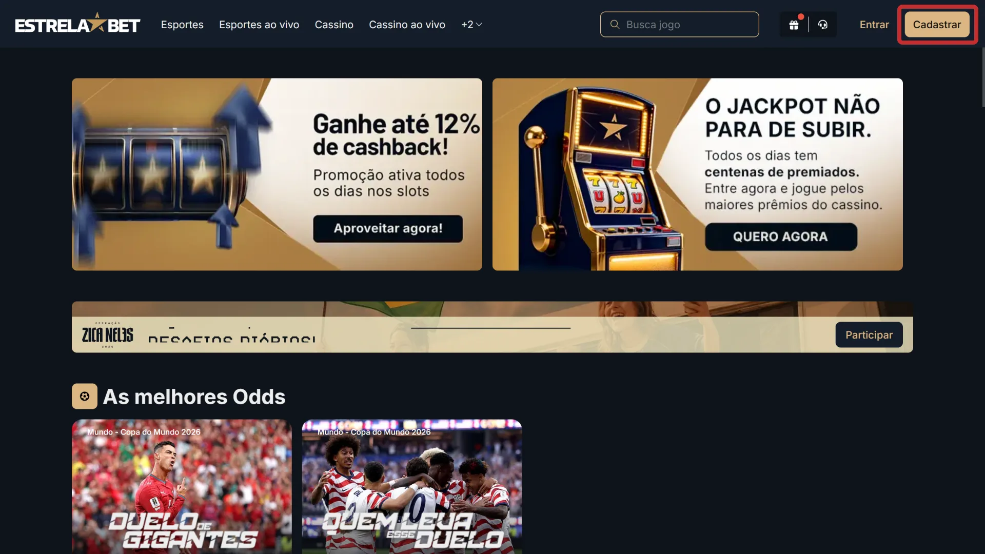 Acesse o formulário de cadastro no EstrelaBet e comece a jogar.