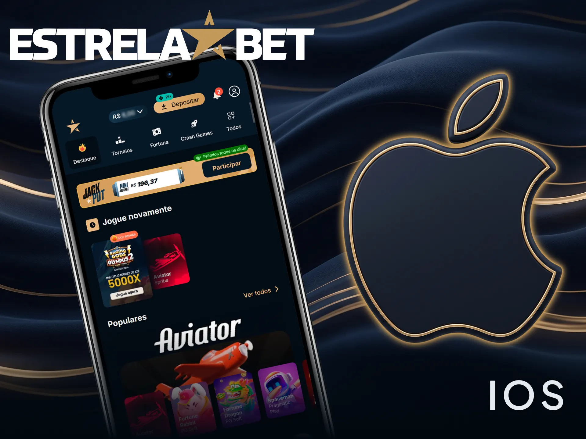 Use o App EstrelaBet no iPhone e divirta-se no sistema iOS.