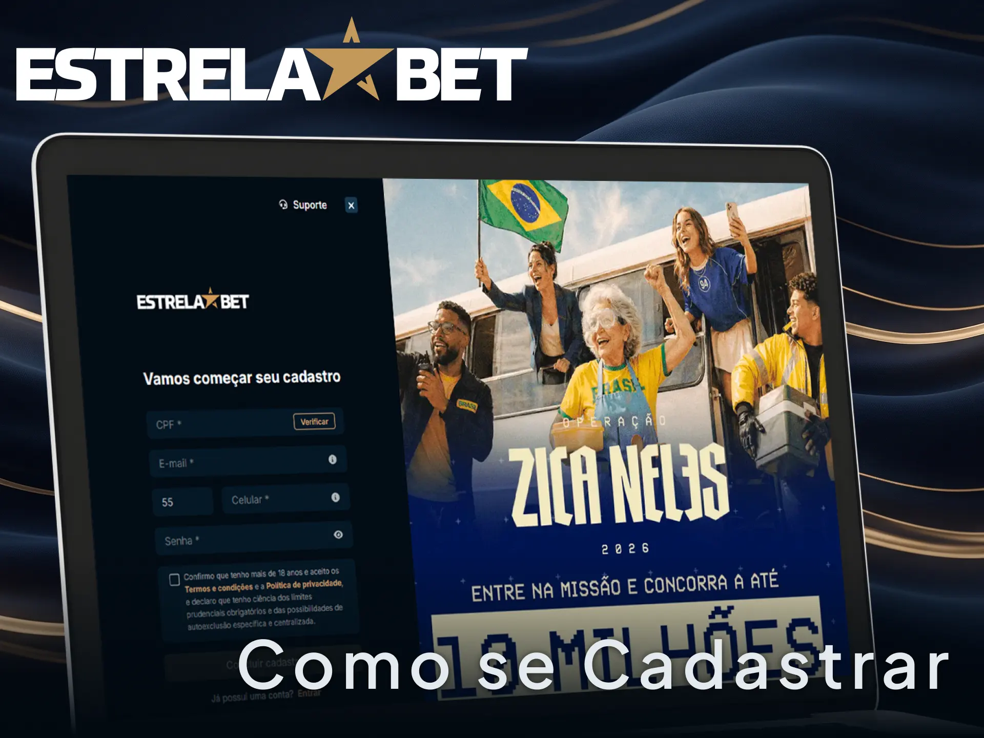 Siga o passo a passo para se cadastrar na EstrelaBet e começar a apostar.