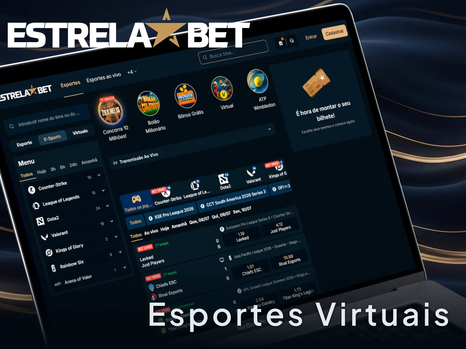 Experimente as apostas em esportes virtuais na EstrelaBet e ganhe prêmios.