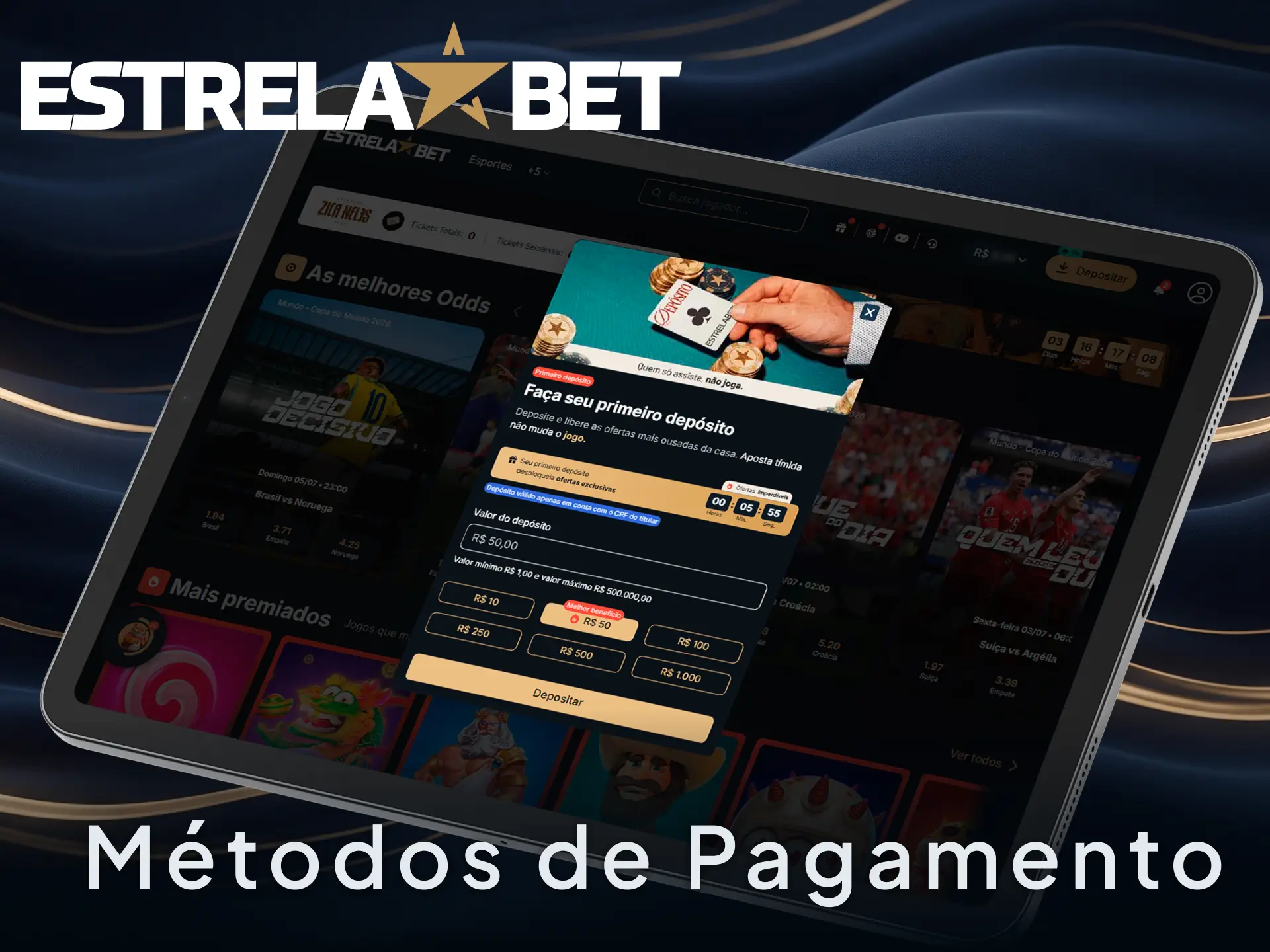 Conheça os métodos de pagamento disponíveis na EstrelaBet e faça seu depósito.
